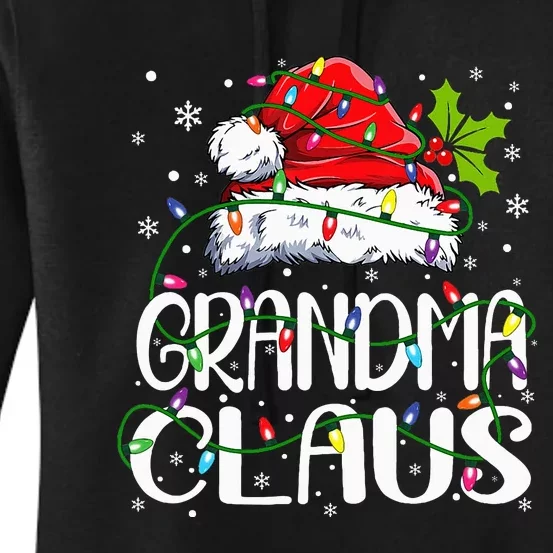 Grandma Claus Christmas Lights Pajama Family Matching Women's Pullover Hoodie