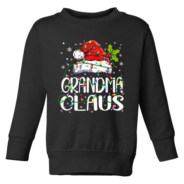 Grandma Claus Christmas Lights Pajama Family Matching Toddler Sweatshirt