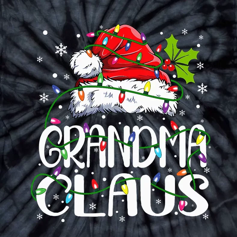 Grandma Claus Christmas Lights Pajama Family Matching Tie-Dye T-Shirt