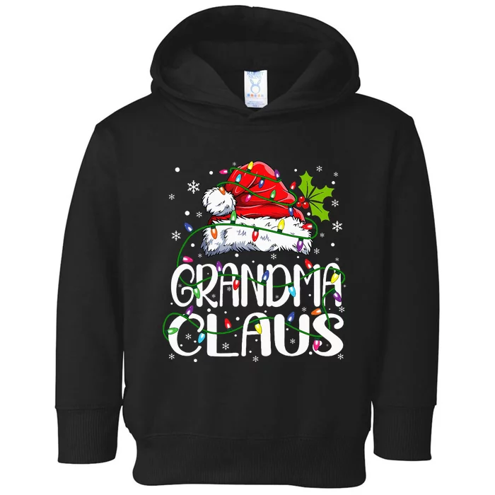 Grandma Claus Christmas Lights Pajama Family Matching Toddler Hoodie