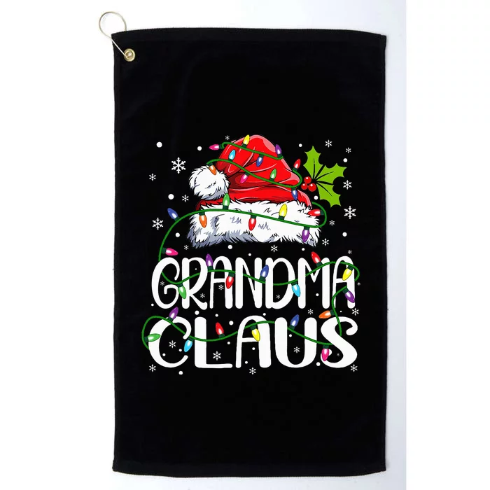 Grandma Claus Christmas Lights Pajama Family Matching Platinum Collection Golf Towel