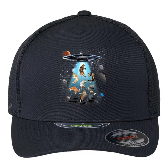 Galaxy Cat, Cat UFO, Funny Cat, Cat Graphic Flexfit Unipanel Trucker Cap