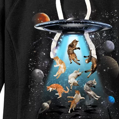 Galaxy Cat, Cat UFO, Funny Cat, Cat Graphic Women's Fleece Hoodie