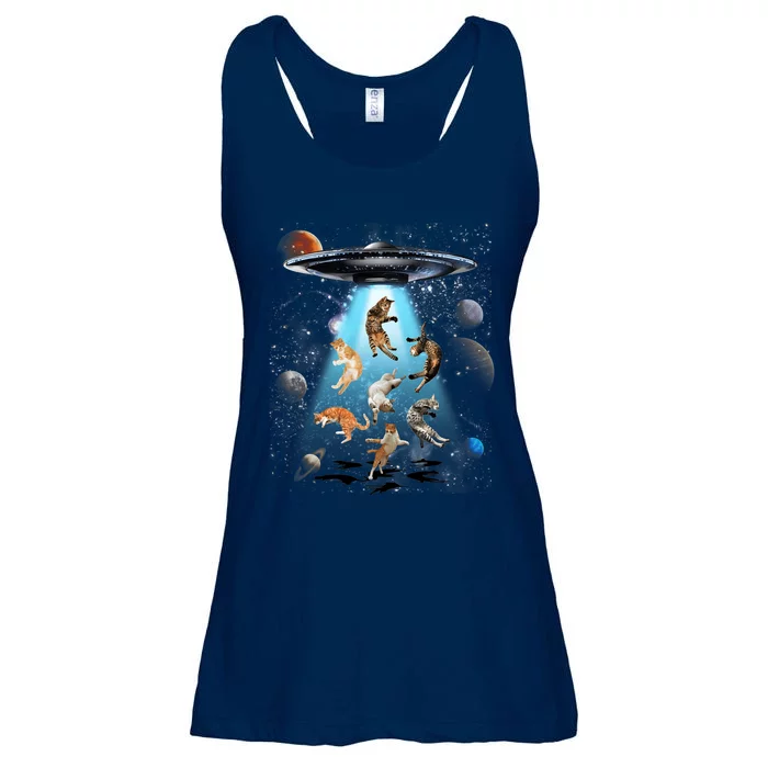 Galaxy Cat, Cat UFO, Funny Cat, Cat Graphic Ladies Essential Flowy Tank