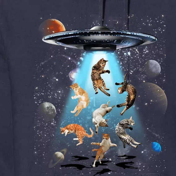 Galaxy Cat, Cat UFO, Funny Cat, Cat Graphic Premium Hoodie