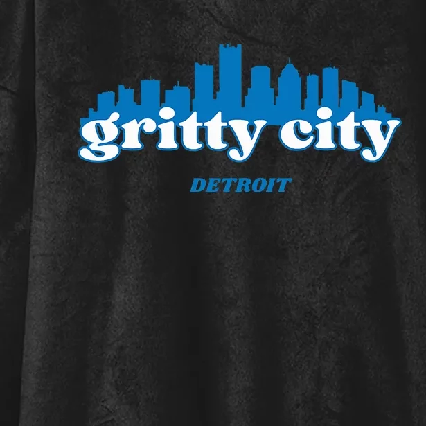 Gritty City Detroit Michigan Blue And White Hooded Wearable Blanket