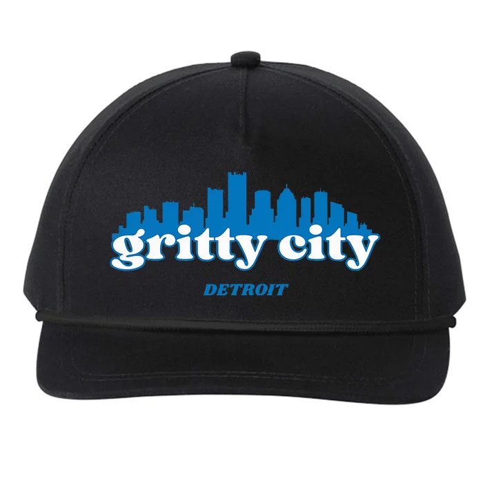 Gritty City Detroit Michigan Blue And White Snapback Five-Panel Rope Hat