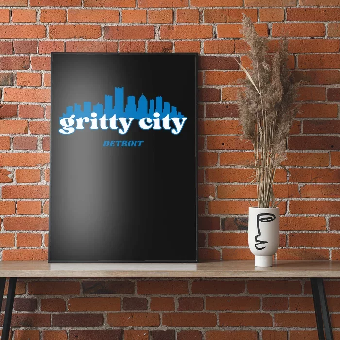 Gritty City Detroit Michigan Blue And White Poster