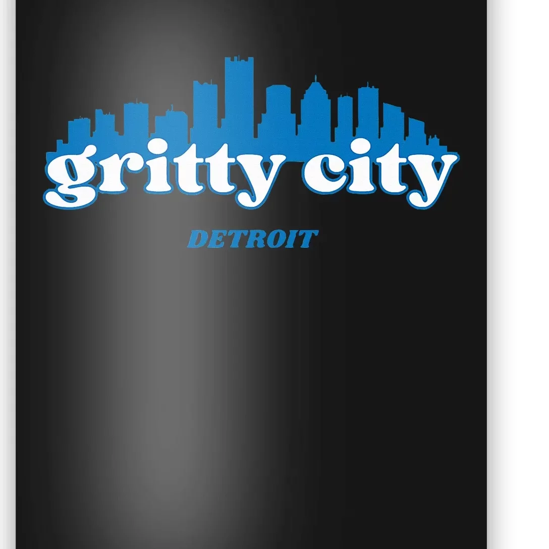 Gritty City Detroit Michigan Blue And White Poster