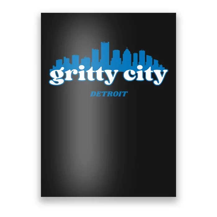 Gritty City Detroit Michigan Blue And White Poster