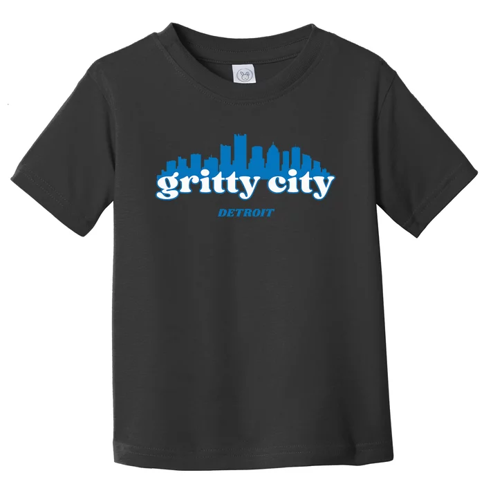 Gritty City Detroit Michigan Blue And White Toddler T-Shirt