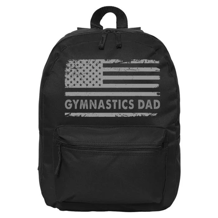 Gymnast Cheer Dad Gymnastics Dad Us Flag Gymnastic Lover 16 in Basic Backpack