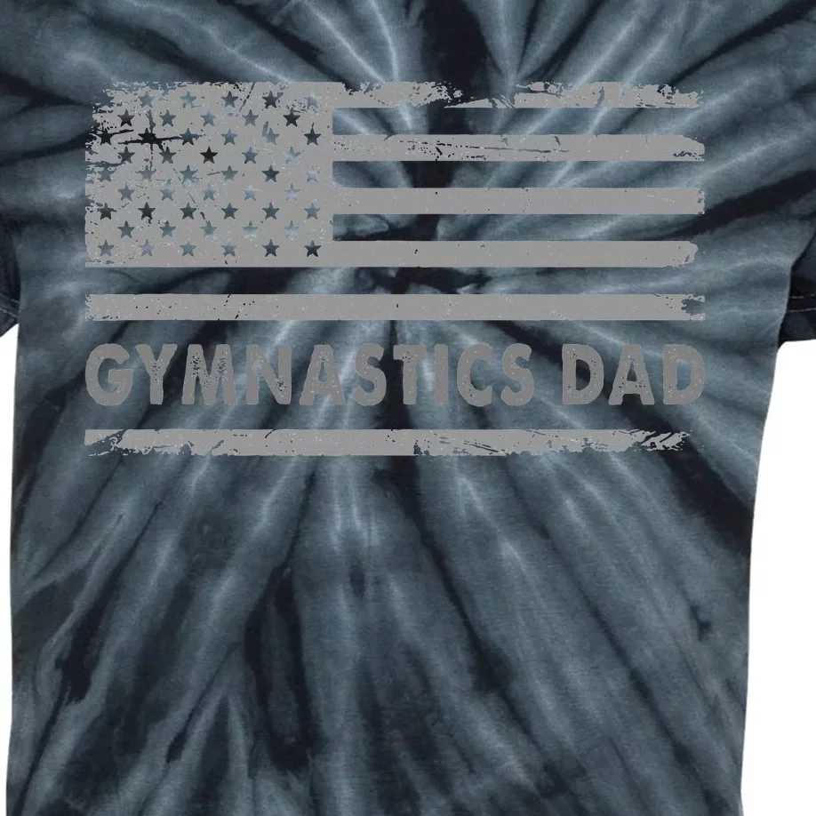 Gymnast Cheer Dad Gymnastics Dad Us Flag Gymnastic Lover Kids Tie-Dye T-Shirt