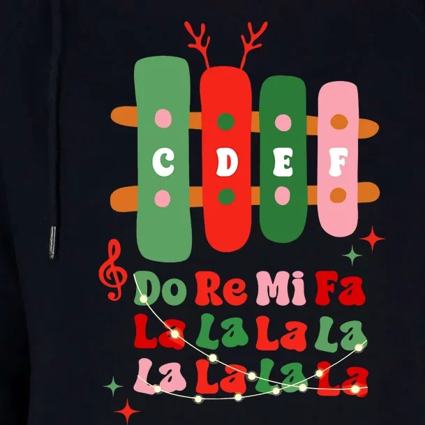 Groovy Cdef Do Re Mi Fa La La La La Music Teacher Christmas Womens Funnel Neck Pullover Hood