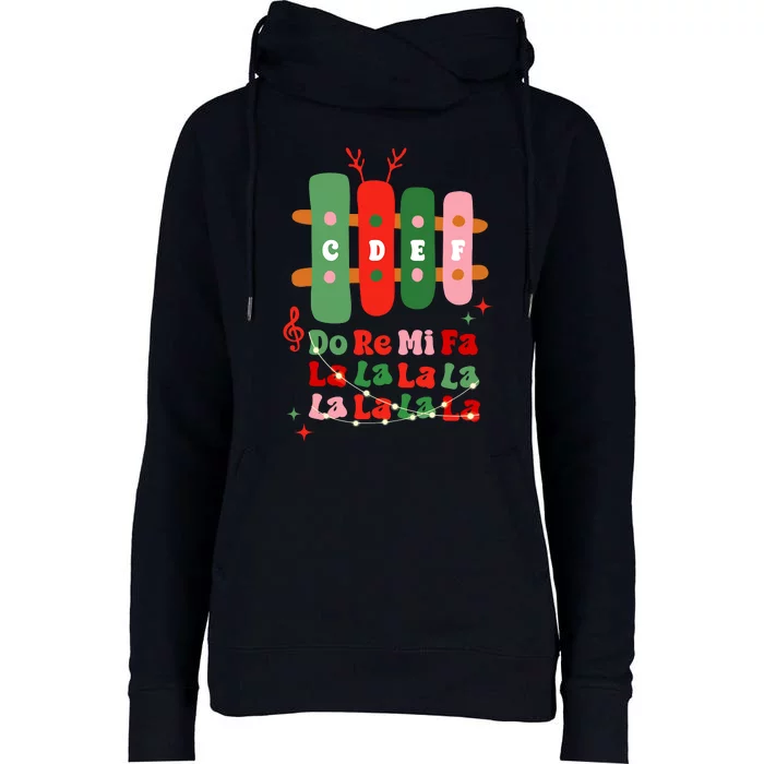 Groovy Cdef Do Re Mi Fa La La La La Music Teacher Christmas Womens Funnel Neck Pullover Hood