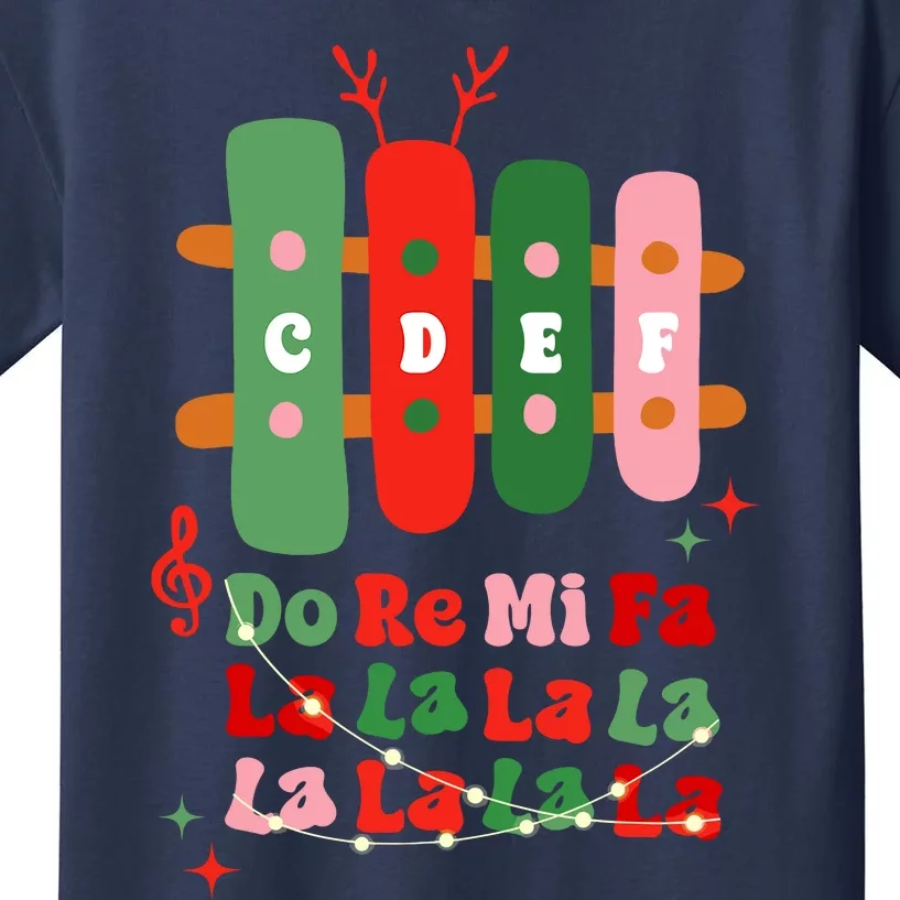 Groovy Cdef Do Re Mi Fa La La La La Music Teacher Christmas Kids T-Shirt