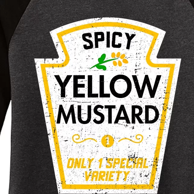 Group Condiments Diy Halloween Costume Funny Yellow Mustard Women's Tri-Blend 3/4-Sleeve Raglan Shirt