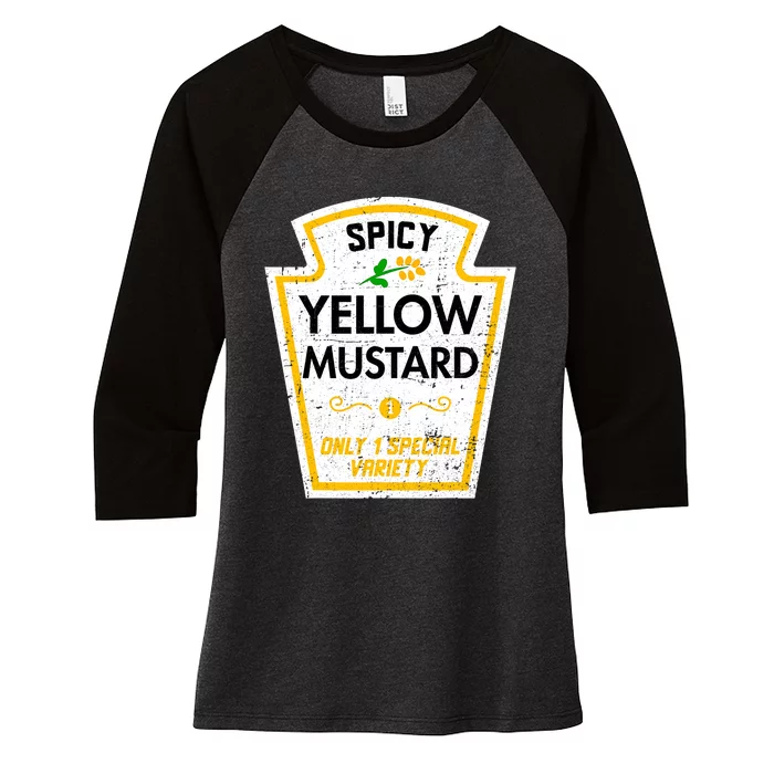 Group Condiments Diy Halloween Costume Funny Yellow Mustard Women's Tri-Blend 3/4-Sleeve Raglan Shirt