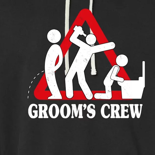 Grooms Crew Drunk Bachelor Party Garment-Dyed Fleece Hoodie