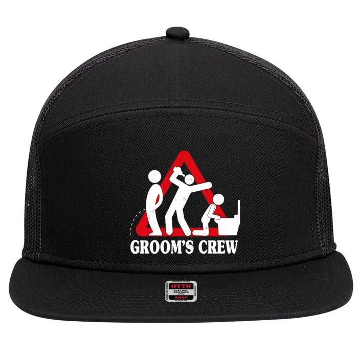 Grooms Crew Drunk Bachelor Party 7 Panel Mesh Trucker Snapback Hat