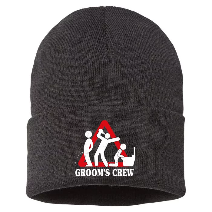 Grooms Crew Drunk Bachelor Party Sustainable Knit Beanie