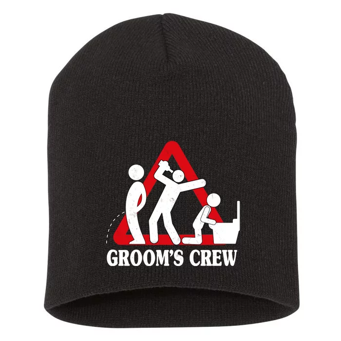 Grooms Crew Drunk Bachelor Party Short Acrylic Beanie