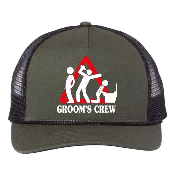 Grooms Crew Drunk Bachelor Party Retro Rope Trucker Hat Cap