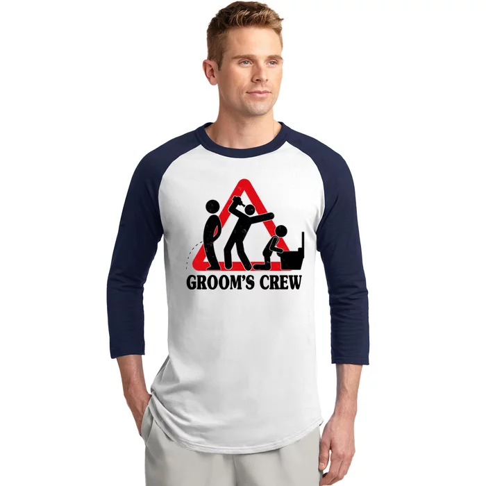 Grooms Crew Drunk Bachelor Party Baseball Sleeve Shirt