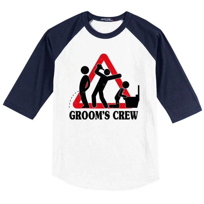 Grooms Crew Drunk Bachelor Party Baseball Sleeve Shirt