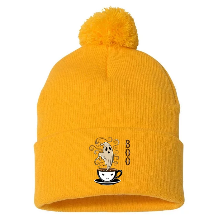 Ghostly Coffee Delight Vintage Style Pom Pom 12in Knit Beanie