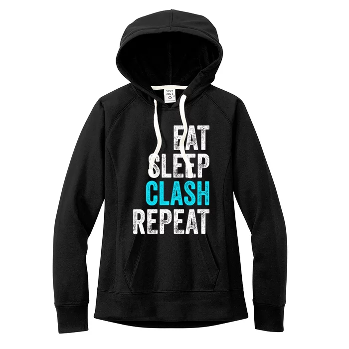 Gaming Clan Eat Sleep Clash Repeat Clans Vintage Great Gift Women's Fleece Hoodie