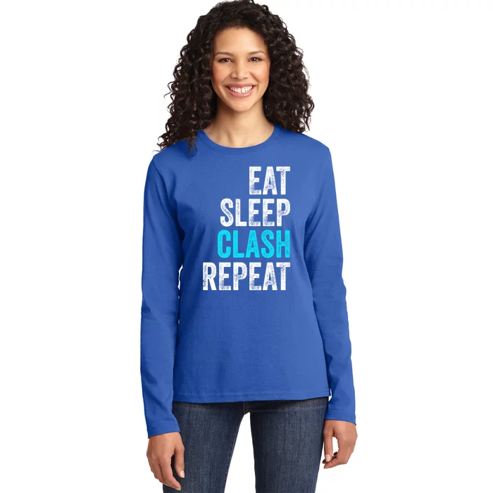 Gaming Clan Eat Sleep Clash Repeat Clans Vintage Great Gift Ladies Long Sleeve Shirt