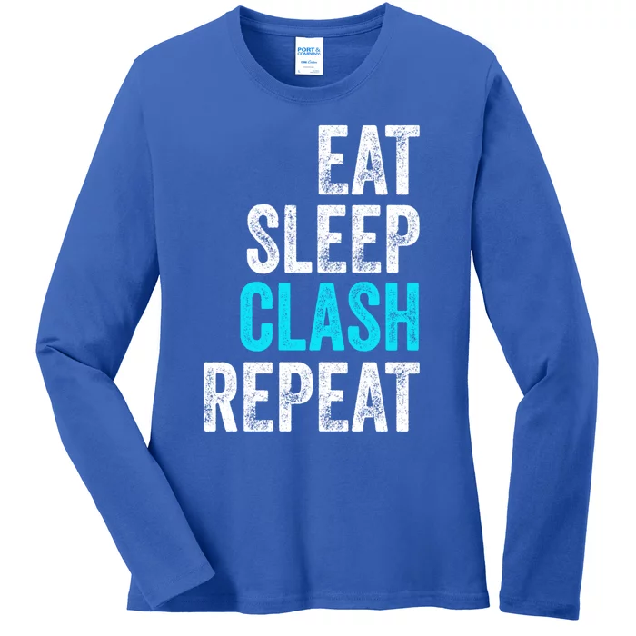 Gaming Clan Eat Sleep Clash Repeat Clans Vintage Great Gift Ladies Long Sleeve Shirt