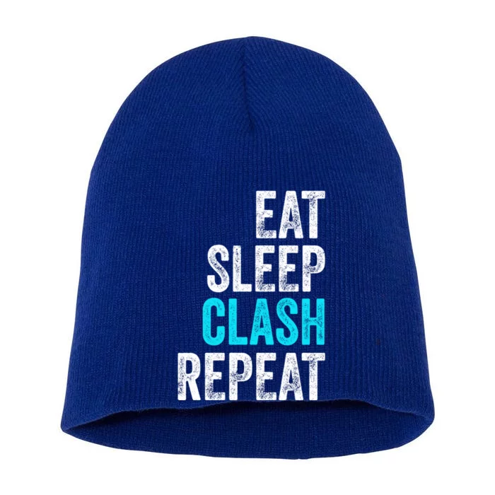 Gaming Clan Eat Sleep Clash Repeat Clans Vintage Great Gift Short Acrylic Beanie