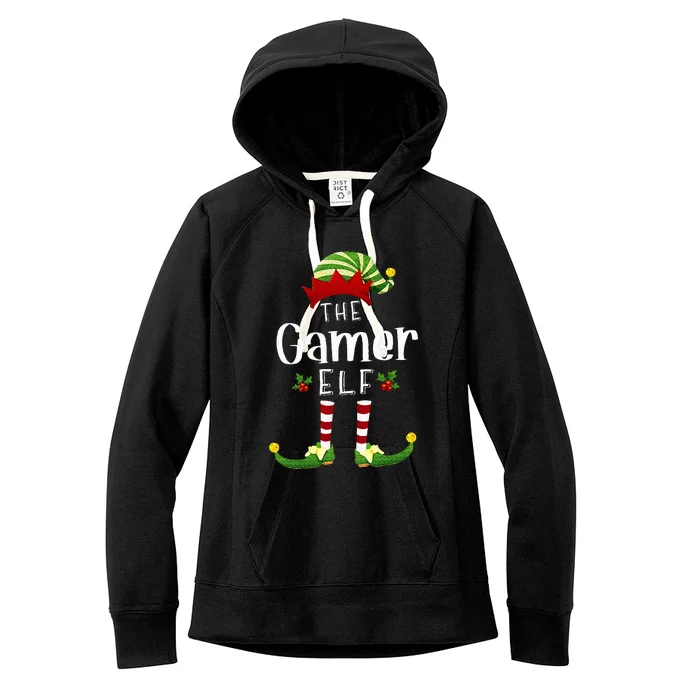 Gamer Christmas Elf Matching Pajama XMas Party Women's Fleece Hoodie