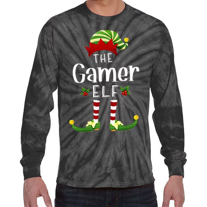 Gamer Christmas Elf Matching Pajama XMas Party Tie-Dye Long Sleeve Shirt