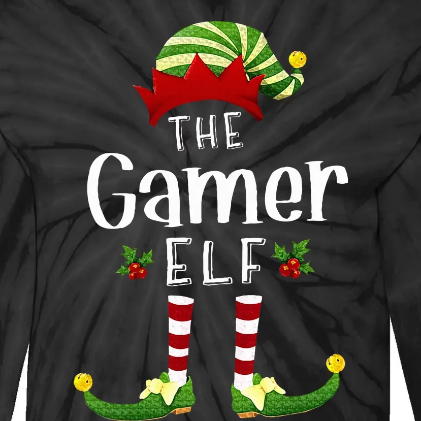 Gamer Christmas Elf Matching Pajama XMas Party Tie-Dye Long Sleeve Shirt