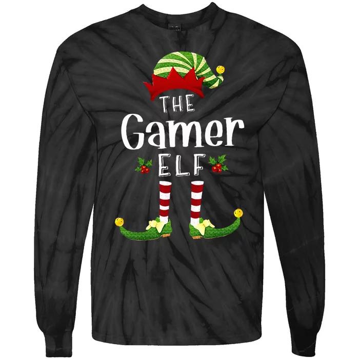 Gamer Christmas Elf Matching Pajama XMas Party Tie-Dye Long Sleeve Shirt