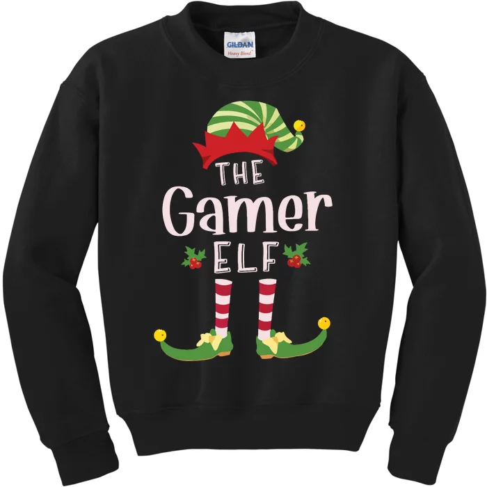 Gamer Christmas Elf Matching Pajama Xmas Party Kids Sweatshirt