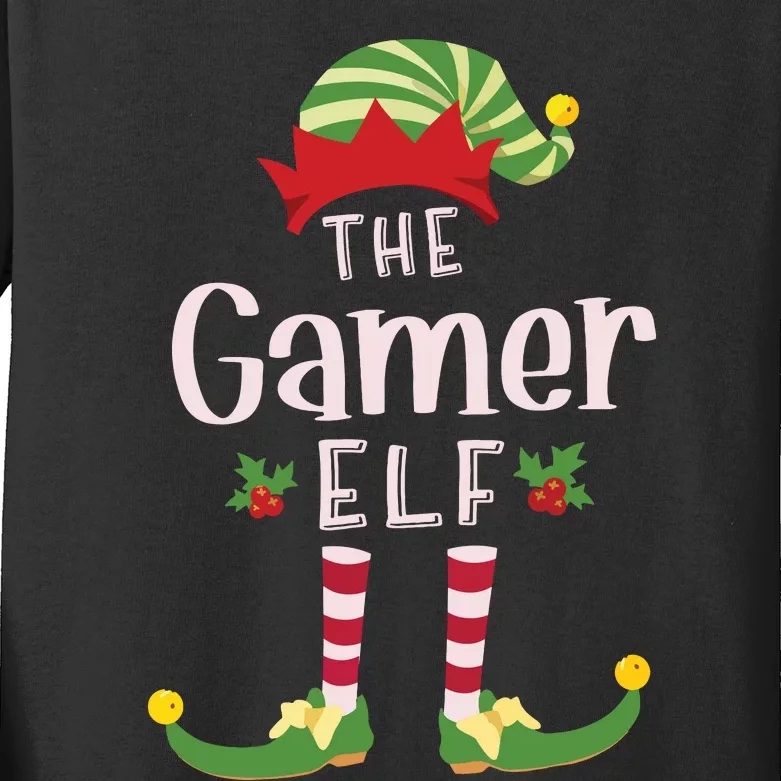 Gamer Christmas Elf Matching Pajama Xmas Party Kids Long Sleeve Shirt