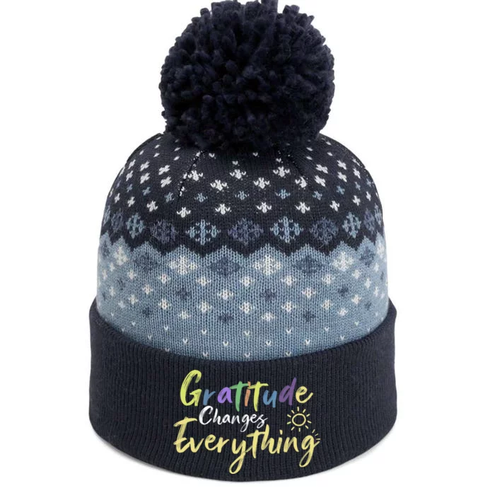 Gratitude Changes Everything Quote Positive Thankful Message The Baniff Cuffed Pom Beanie