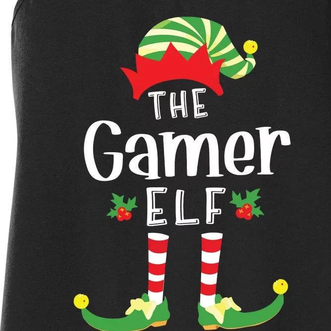 Gamer Christmas Elf Matching Pajama Xmas Party Women's Racerback Tank