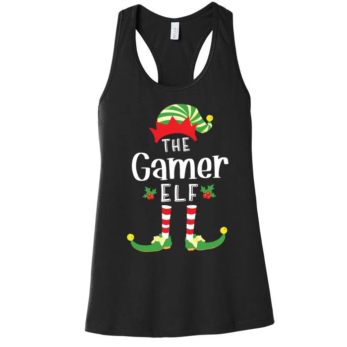 Gamer Christmas Elf Matching Pajama Xmas Party Women's Racerback Tank