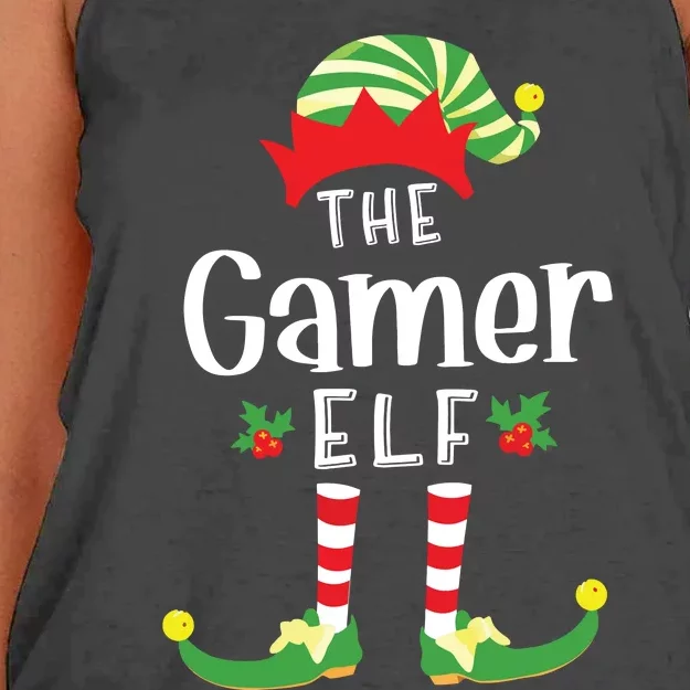 Gamer Christmas Elf Matching Pajama Xmas Party Women's Knotted Racerback Tank