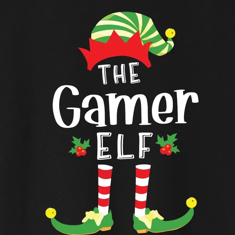 Gamer Christmas Elf Matching Pajama Xmas Party Women's Crop Top Tee