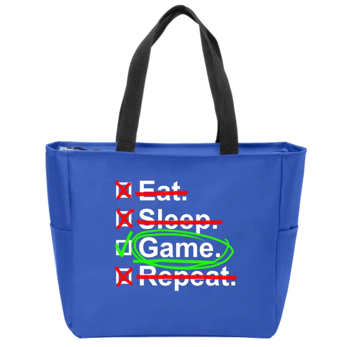 Gamer Cringe Eat Sleep Game Repeat Gift Zip Tote Bag