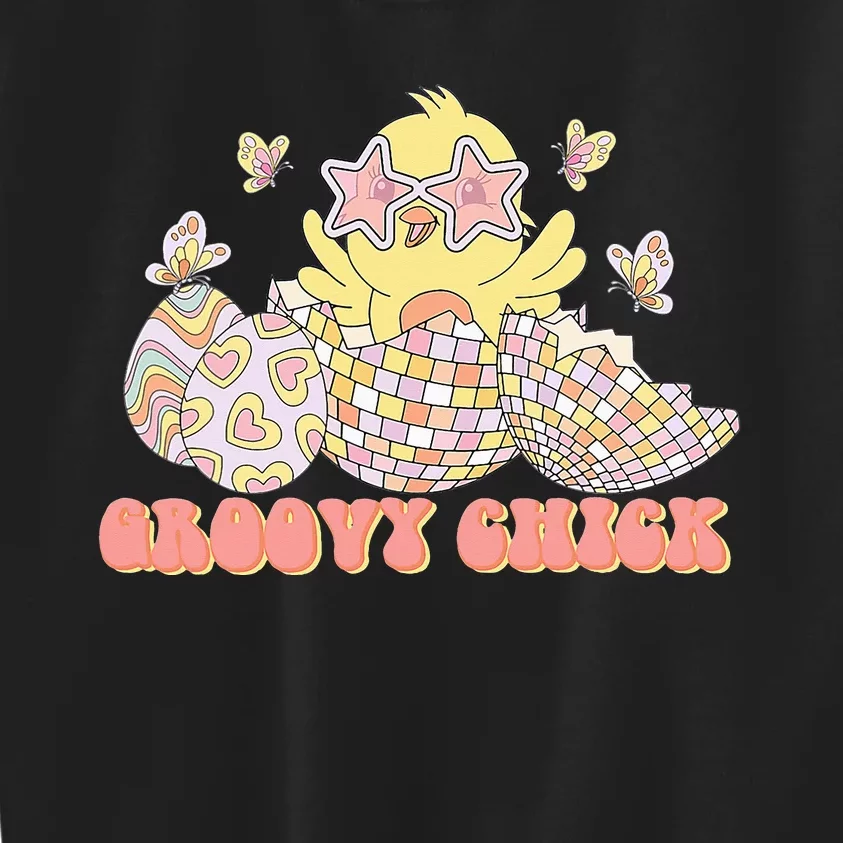 Groovy Chick Easter Egg Disco Hunny Bunny Kids Sweatshirt