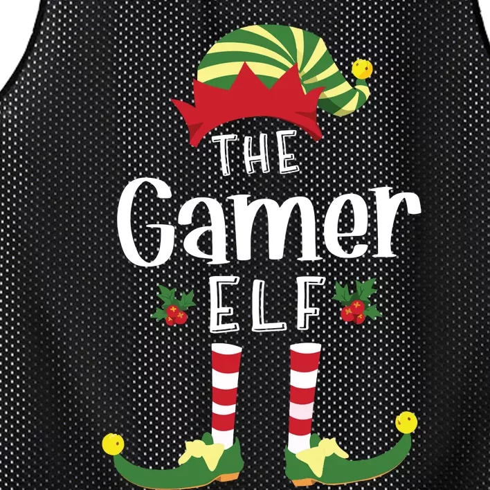 Gamer Christmas Elf Matching Pajama Xmas Party Mesh Reversible Basketball Jersey Tank