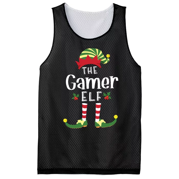 Gamer Christmas Elf Matching Pajama Xmas Party Mesh Reversible Basketball Jersey Tank