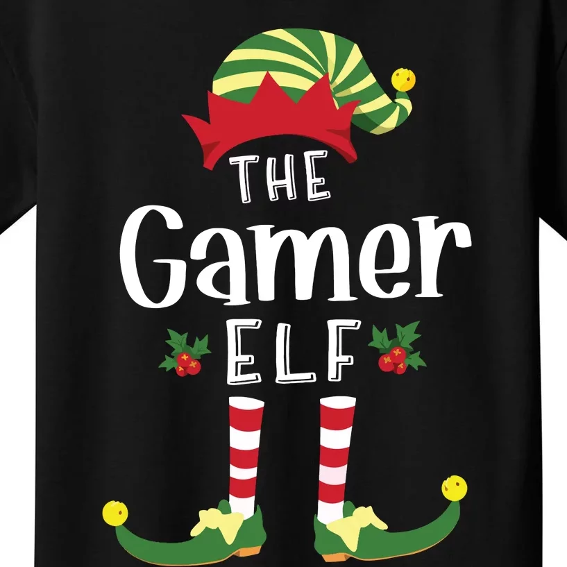 Gamer Christmas Elf Matching Pajama Xmas Party Kids T-Shirt